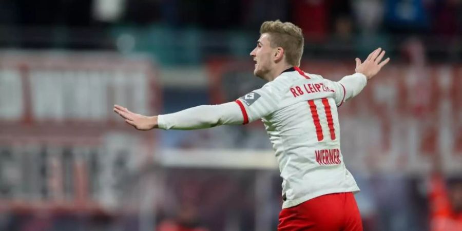 Traf wieder doppelt für RB Leipzig: Timo Werner. Foto: Jan Woitas/dpa-Zentralbild/dpa