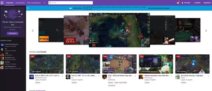 Die Live-Streaming-Plattform Twitch. Twitch