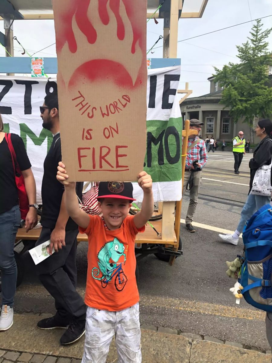 Klimastreikende in Bern lassen Plakate sprechen.