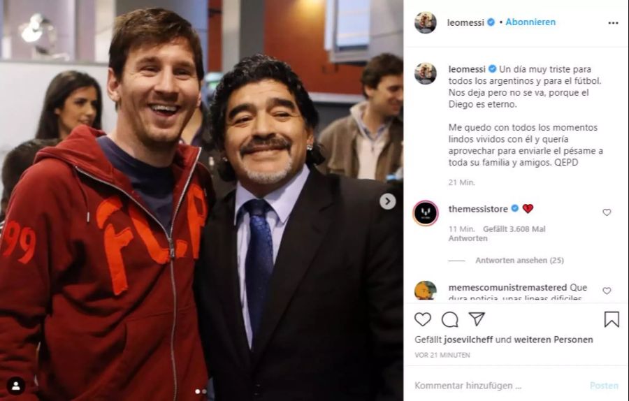 Diego Maradona mit Landsmann Lionel Messi.