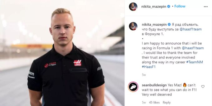 Nikita Mazepin fährt 2021 für Haas in der Formel 1. Nikita Mazepin Mick Schumacher
