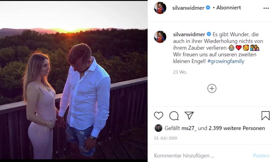 Im Juli kündete Silvan Widmer die Schwangerschaft seiner Ehefrau an.