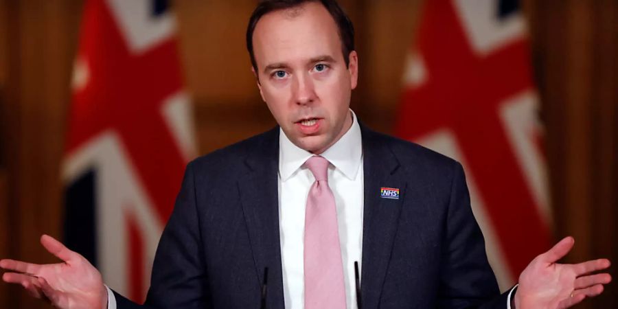 Matt Hancock, Gesundheitsminister von Grossbritannien, spricht während einer Pressekonferenz  in der Downing Street zur Corona-Pandemie. Foto: John Sibley/PA Wire/dpa