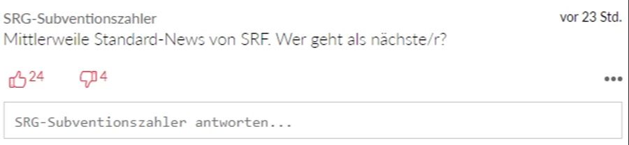 Die Abgänge seien beim «SRF» laut diesem Leser schon «Standard-News».