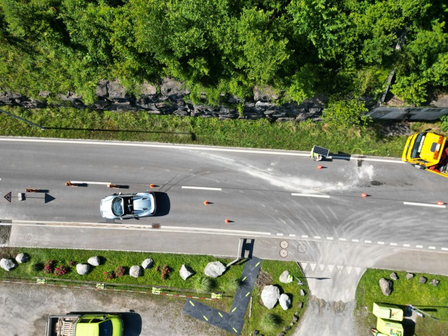 Luftaufnahme der Unfallstelle in Brunnen SZ.