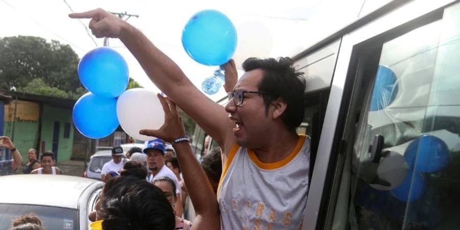 Nicaraguas Oppositionsführer Suazo nach seiner Haftentlassung im Jahr 2019