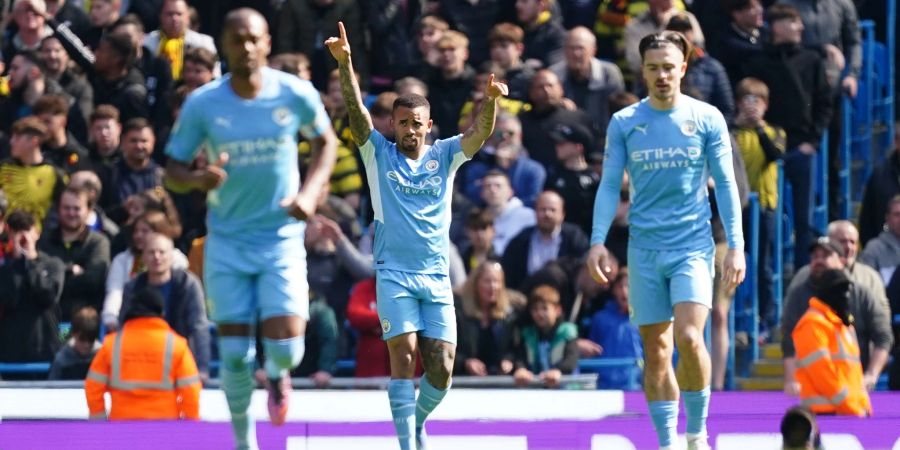 Gabriel Jesus (M) glänzte gegen Watford mit vier Toren.