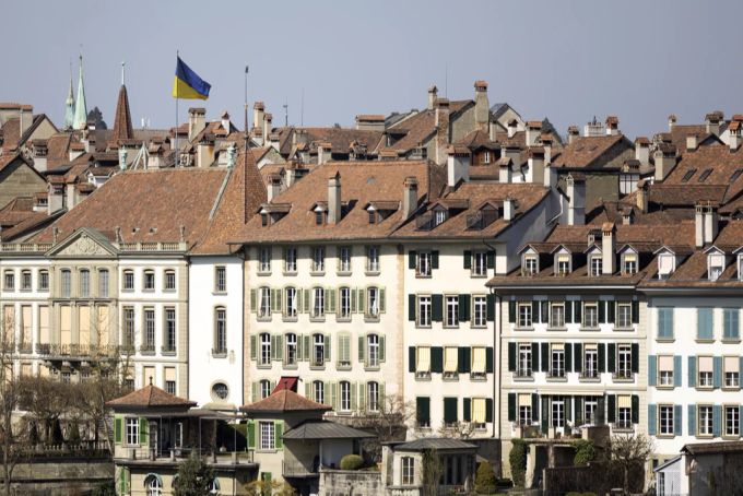 Seit dem Ukraine-Krieg ist die ukrainische Flagge auch in der Schweiz überall anzutreffen. Ukraine Krieg