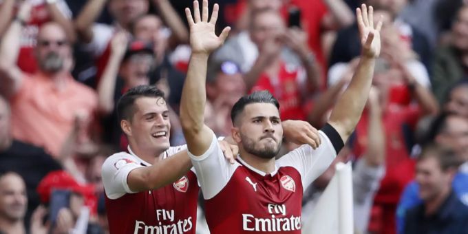 «Der Schrank»: Sead Kolasinac (r.) mit seinen Schweizer Arsenal-Teamkollege Granit Xhaka. mesut özil