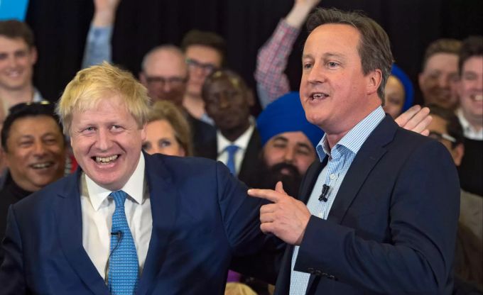 Ein Bild aus besseren Zeiten: David Cameron, damals noch Premierminister, kann noch mit dem damaligen Bürgermeister Boris Johnson lachen. Ex-Premier David Cameron