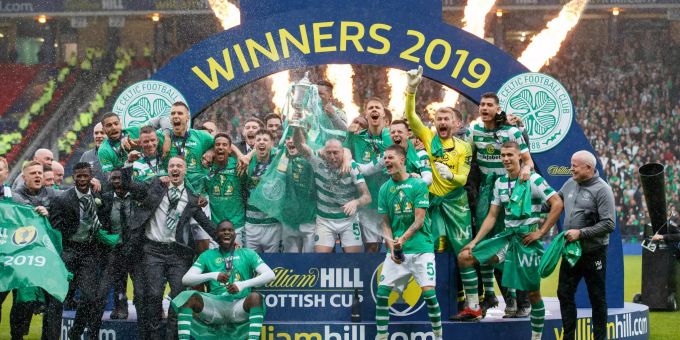 Celtic Glasgow feiert nach dem Sieg im schottischen Pokal-Finale. Celtic Glasgow