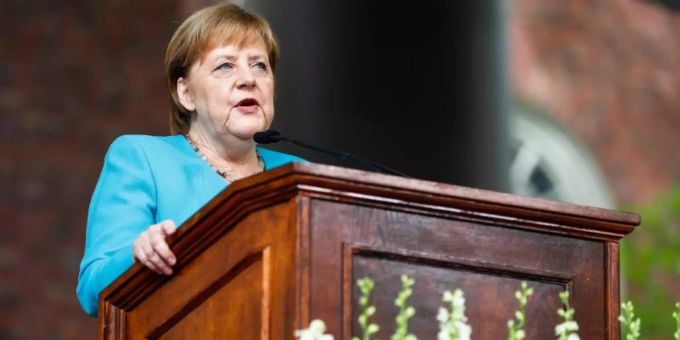 Bundeskanzlerin Angela Merkel während ihrer Rede an der Harvard Universität. Foto: Omar Rawlings Bundeskanzlerin Angela Merkel während ihrer Rede an der Harvard Universität. Foto: Omar Rawlings