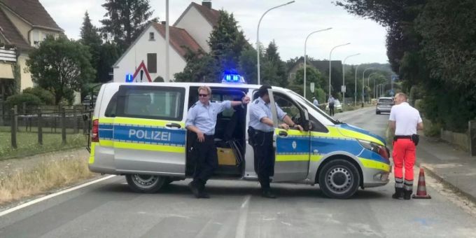Polizeisperre in Werther nach Leichenfund Polizeisperre in Werther nach Leichenfund