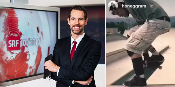 Skate-Guru lädt SRF-Honegger in seinen Kinder-Kurs ein. arthur honegger