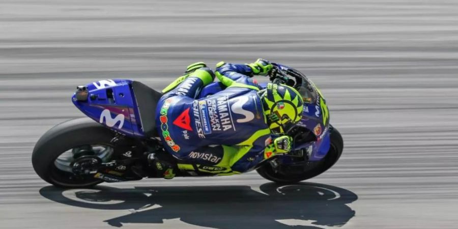 2020 gastiert die MotoGP am 21. Juni auf dem Sachsenring: Valentino Rossi 2018 in Aktion auf dem Kurs. Foto: Jan Woitas