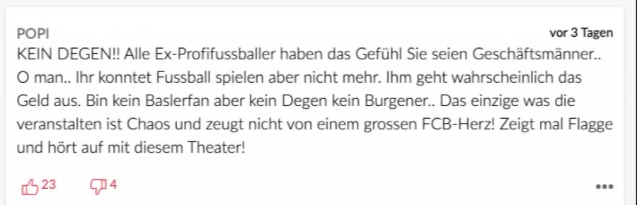 Das Chaos zeuge nicht von einem grossen FCB-Herz, so POPI.