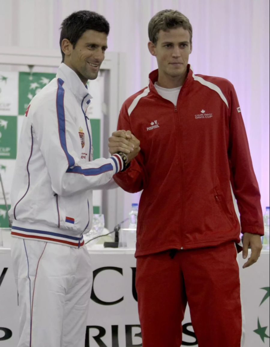 Der Serbe mit dem Kanadier beim Davis Cup 2013.