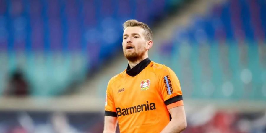 Leverkusens Torwart Lukas Hradecky fehlt derzeit aufgrund einer Verletzung an der rechten Achillessehne. Foto: Jan Woitas/dpa-Zentralbild/dpa