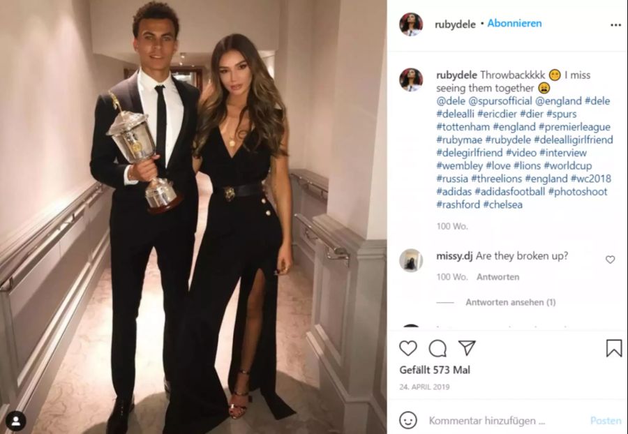 Ruby Mae und Dele Alli waren fünf Jahre lang ein Paar.