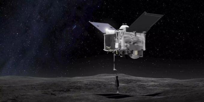 Diese von der NASA zur Verfügung gestellte Illustration zeigt die Nasa-Sonde «Osiris-Rex» auf dem Asteroiden Bennu. Foto: Uncredited/NASA/Goddard Space Flight Center/AP/dpa Diese von der NASA zur Verfügung gestellte Illustration zeigt die Nasa-Sonde «Osiris-Rex» auf dem Asteroiden Bennu. Foto: Uncredited/NASA/Goddard Space Flight Center/AP/dpa