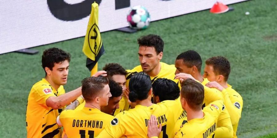 Borussia Dortmund gewann gegen RB Leipzig die Generalprobe für das DFB-Pokalfinale. Foto: Martin Meissner/dpa