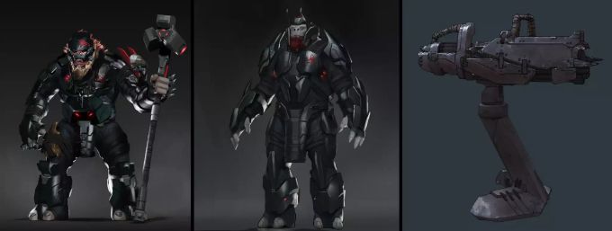 Die weiteren Konzepte zeigen zwei Brute-Brüder und eine Brute-Waffe. Konzepte Halo Infinite Warthog