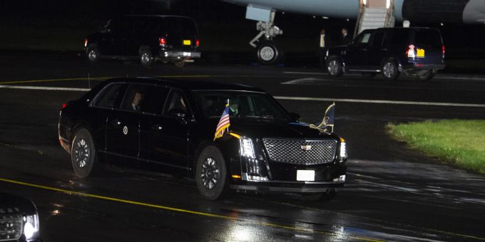 Joe Biden kam am Dienstagabend in Belfast an. Britain Northern Ireland Biden