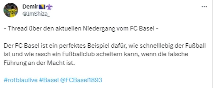 Basel sei ein perfektes Beispiel dafür, wie rasch ein Fussballclub scheitern kann, wenn die falsche Führung an der Macht ist.