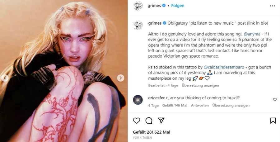 Grimes zeigt ihren extravaganten neuen Look.