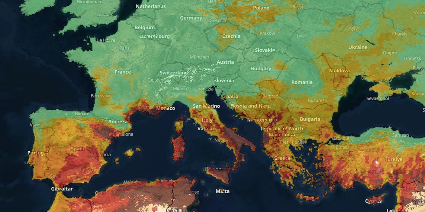 waldbrände spanien aktuell karte 2025