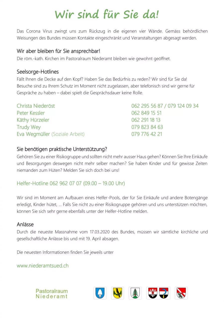 Pastoralraum Niederamt Seelsorge