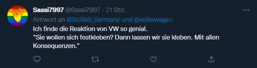 Reaktionen auf Twitter zum Protest von Scientist Rebellion in der Autostadt in Wolfsburg.