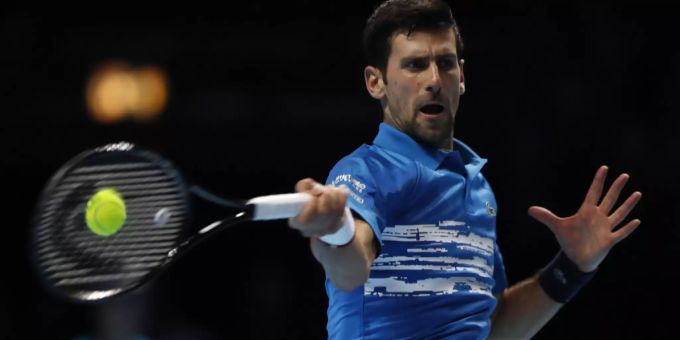 Novak Djokovic im Einsatz bei den ATP Finals in London. Novak Djokovic