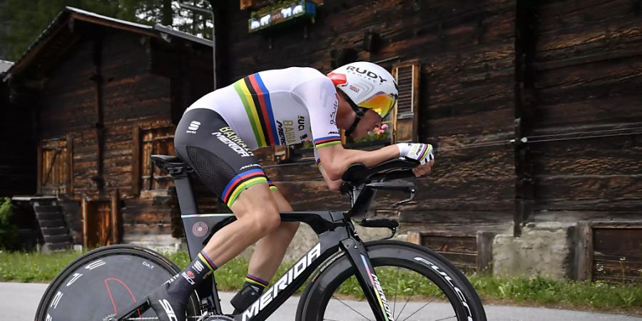 Rohan Dennis beim Zeitfahren in Goms an der diesjährigen Tour de Suisse