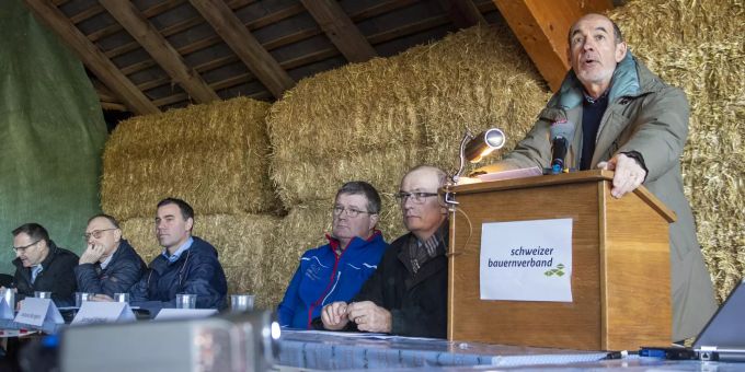 Jacques Bourgeois, spricht an der Jahresmedienkonferenz des Schweizer Bauernverbands. Schweizer Bauernverband