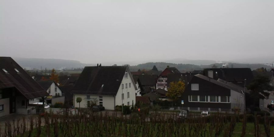 Nebel im Dorf von Weiningen.