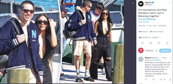 Kim Kardashian und Pete Davidson geniessen Turtel-Ferien auf den Bahamas. Kim Kardashian Davidson