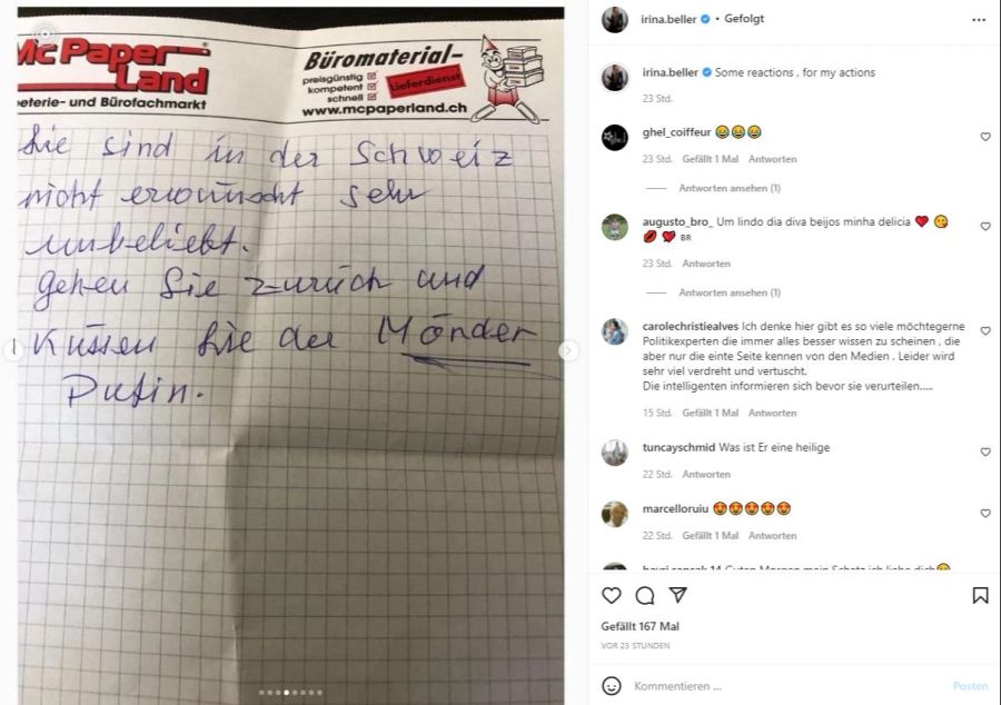 Huch! Solche Post bekommt Irina Beller zugeschickt.