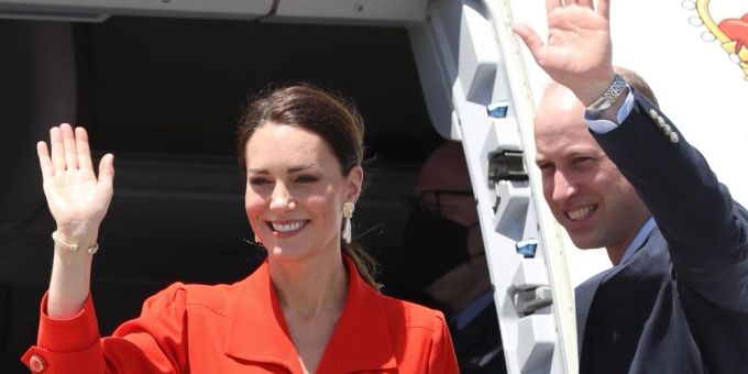 Prince William and Duchess Kate before their flight to Jamaica.