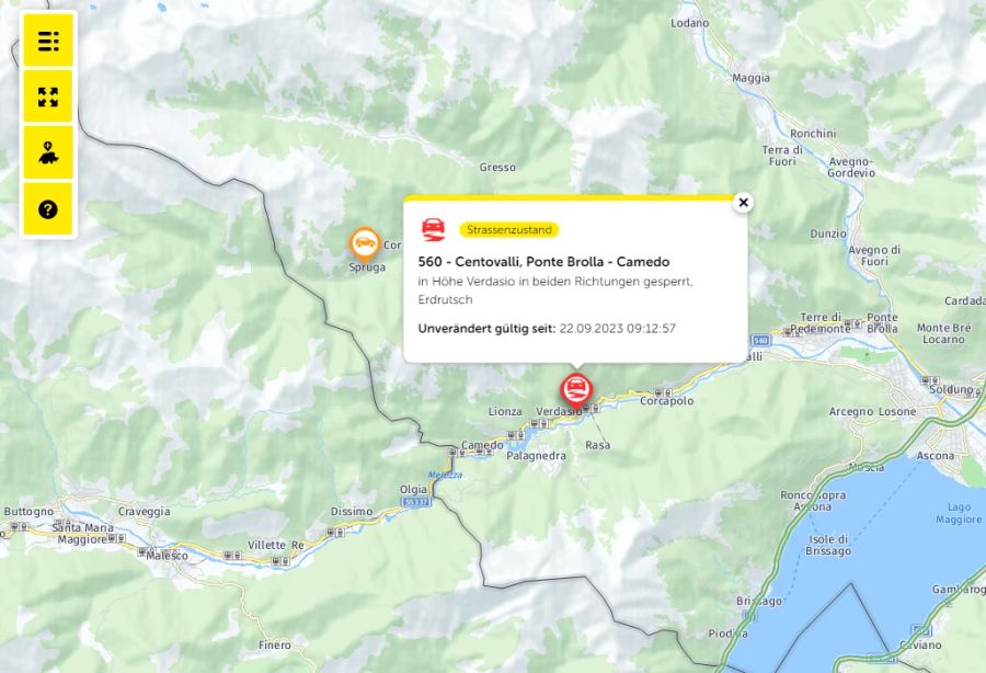 Im Centovalli TI ereignete sich nach dem intensiven Regen ein Erdrutsch.