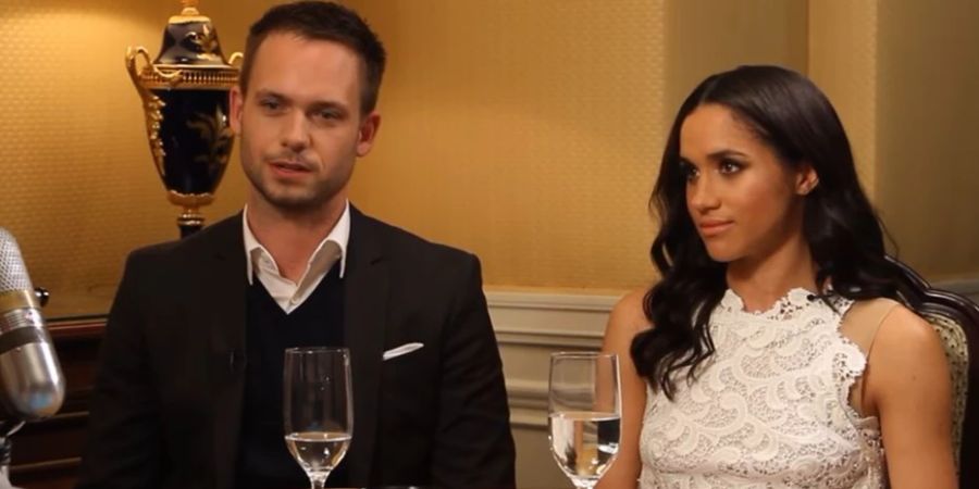 Patrick J. Adams und Meghan Markle in einem Interview 2013.