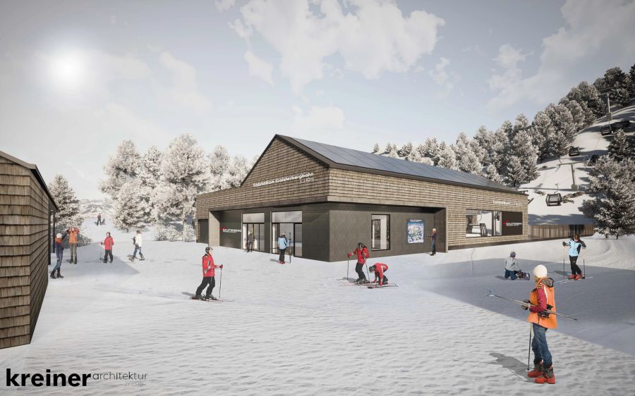 Bild Architektur Schindeln Schnee Menschen Ski