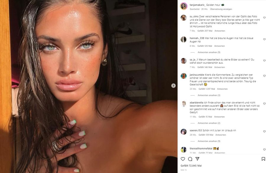 Tanja Makarić verblüfft ihre Fans auf Instagram mit makellosen Selfies.