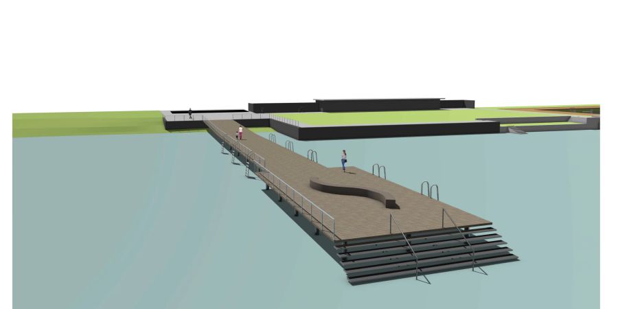 Visualisierung Holzsteg Seeufer Thalwil