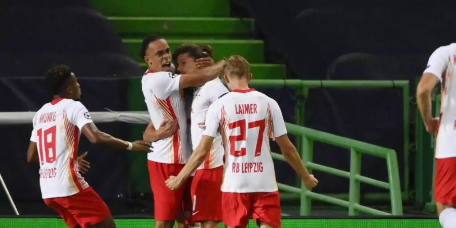 RB Leipzig erreichte das Halbfinale der Champions League. Foto: Lluis Gene/Pool AFP/AP/dpa