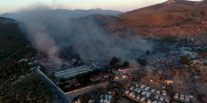 Brand in Flüchtlingslager Moria auf Lesbos