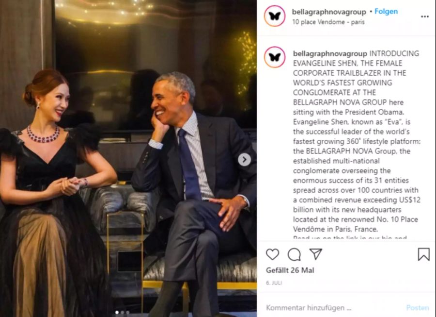 Sie besitzt die «Bellagraph Nova Gruppe» und ist mit Barack Obama befreundet.