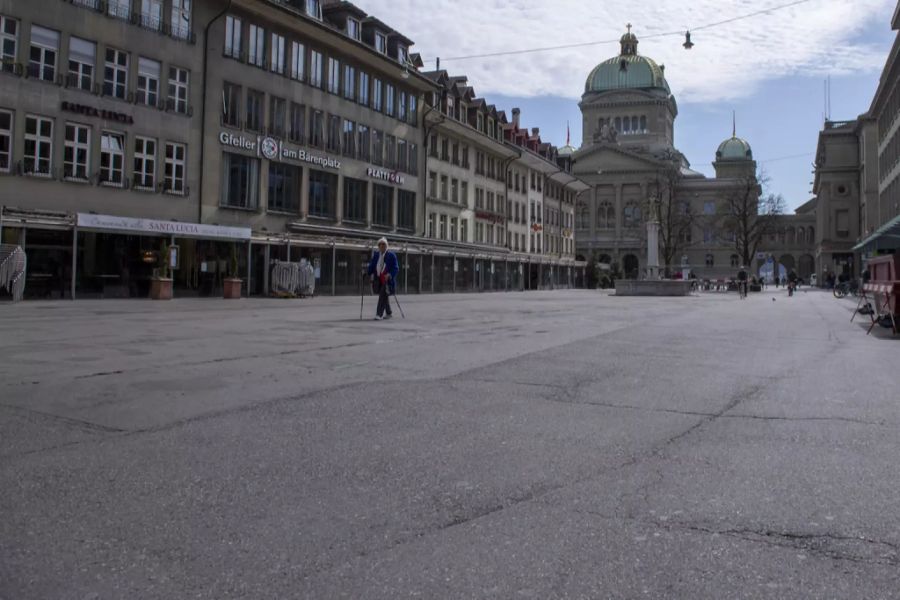 Die Schweiz im Lockdown: der Bärenplatz in Bern am 17. März 2020.