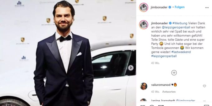 Jimi Blue Ochsenknecht beim Leipziger Opernball. Jimi Blue Ochsenknecht
