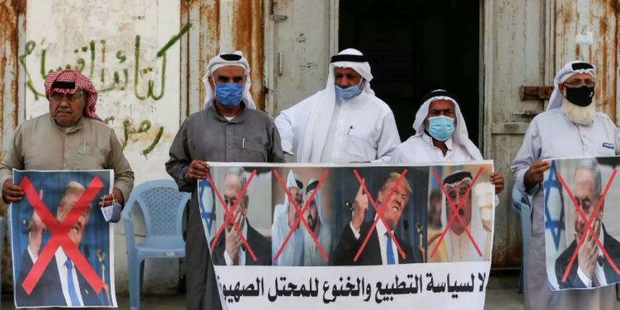 Protest von Palastinensern in Deir al-Balah im Gazastreifen